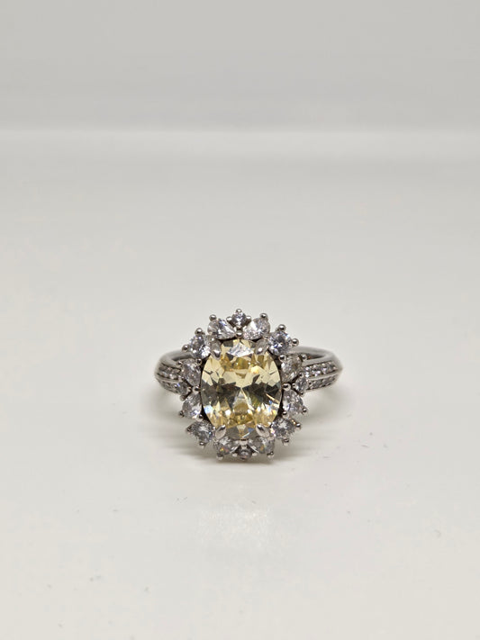 Yellow Zircon Solitaire Ring