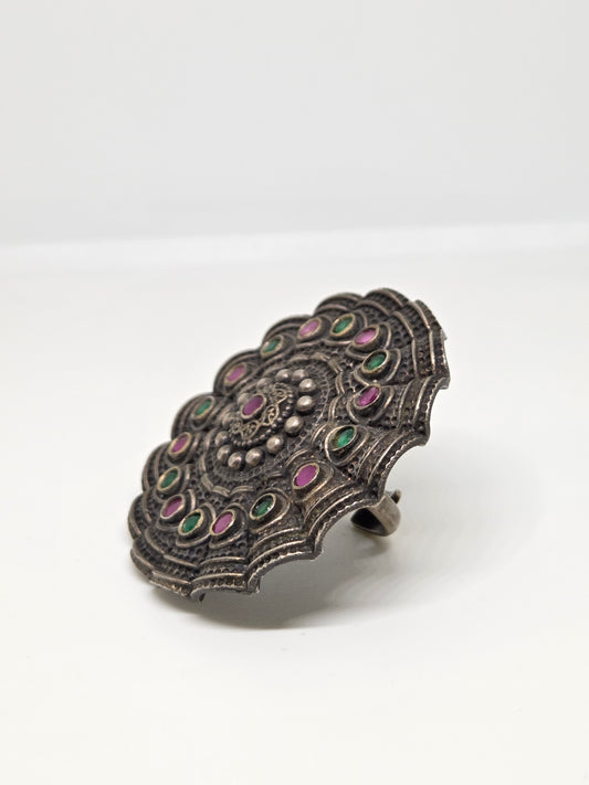 Oxidised Studded Zircon Ring