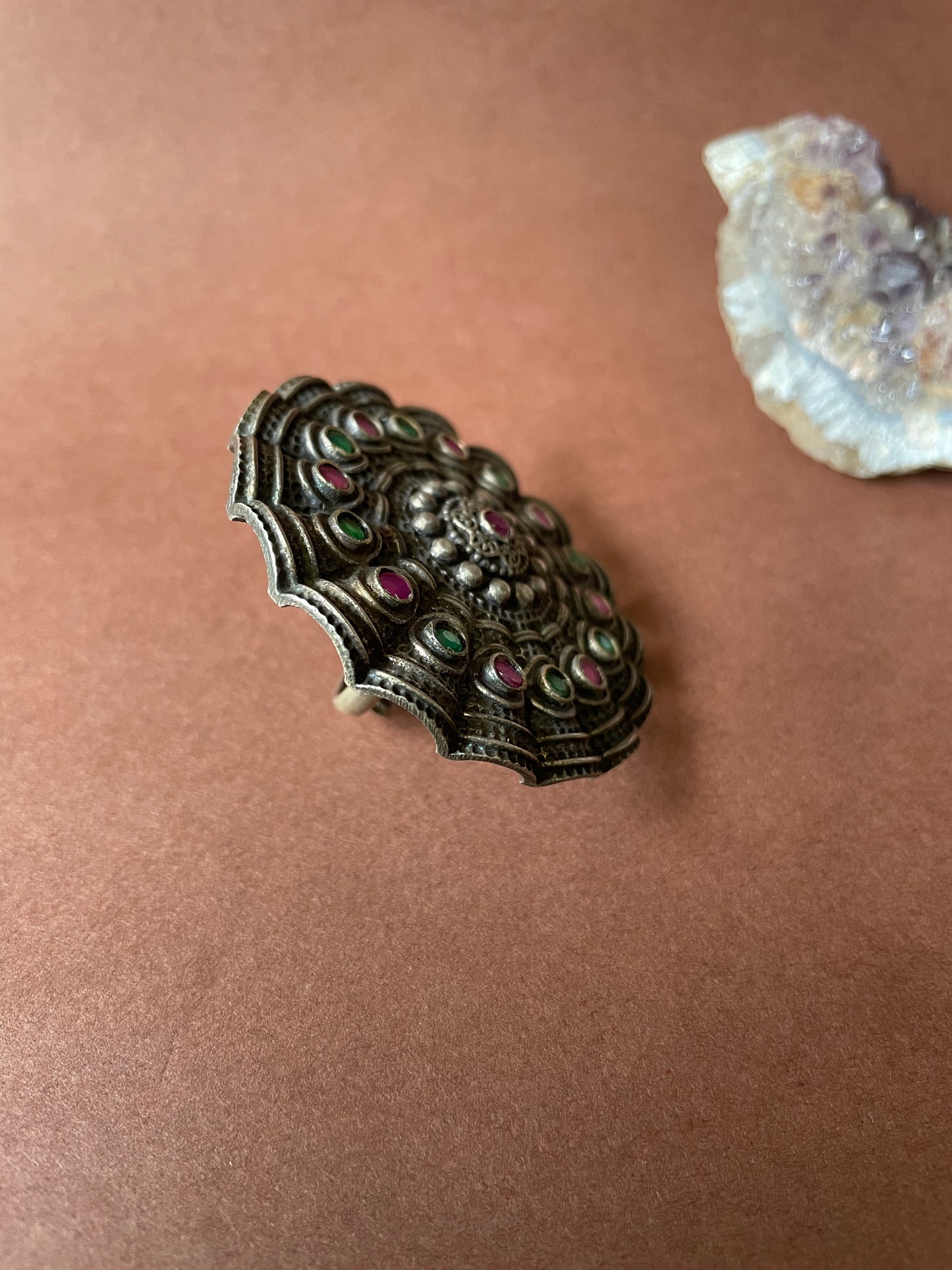 Oxidised Studded Zircon Ring