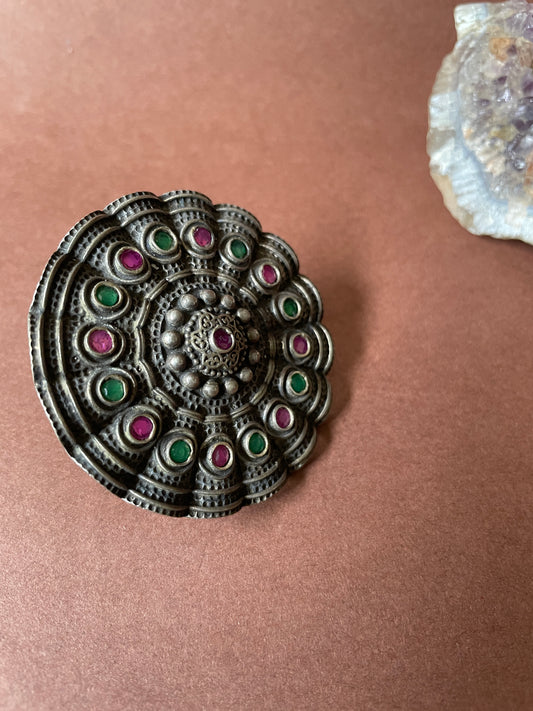 Oxidised Studded Zircon Ring