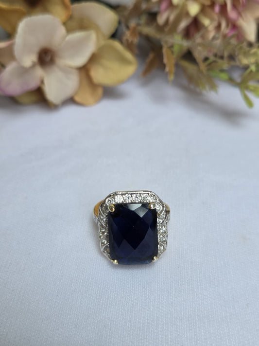 Faceted Faux Blue Zircon Ring