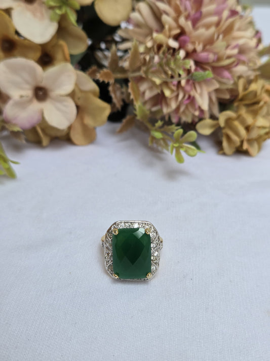 Faceted Faux Green Zircon Ring
