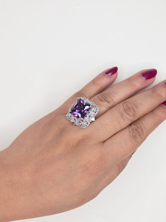 Amethyst Princess Cut Cocktail Ring