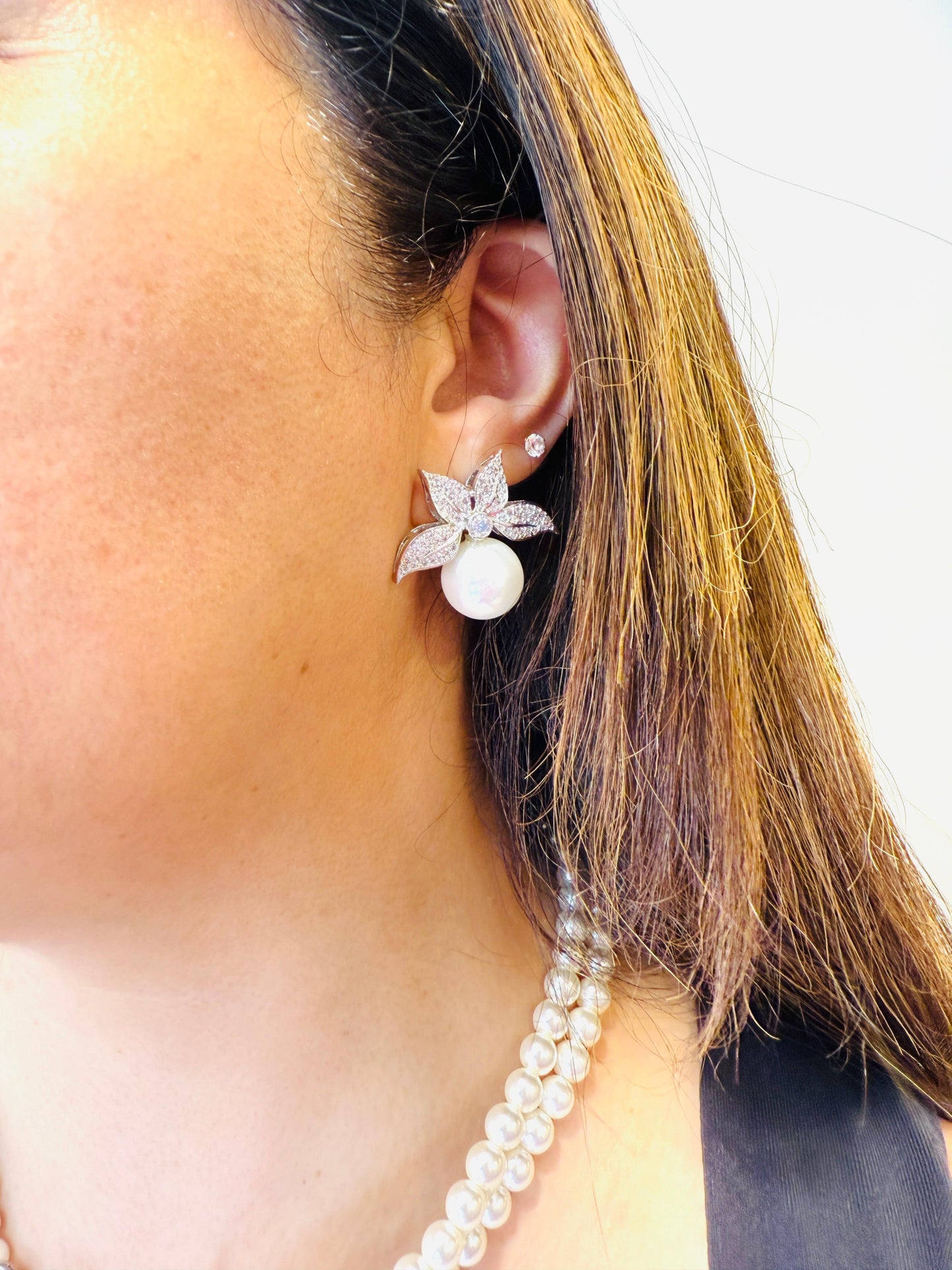 Pearl and Zircon Accented Classic Necklace Set