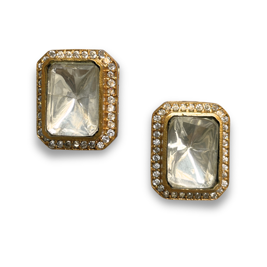 Classic Polki Studs with Zircon Accents