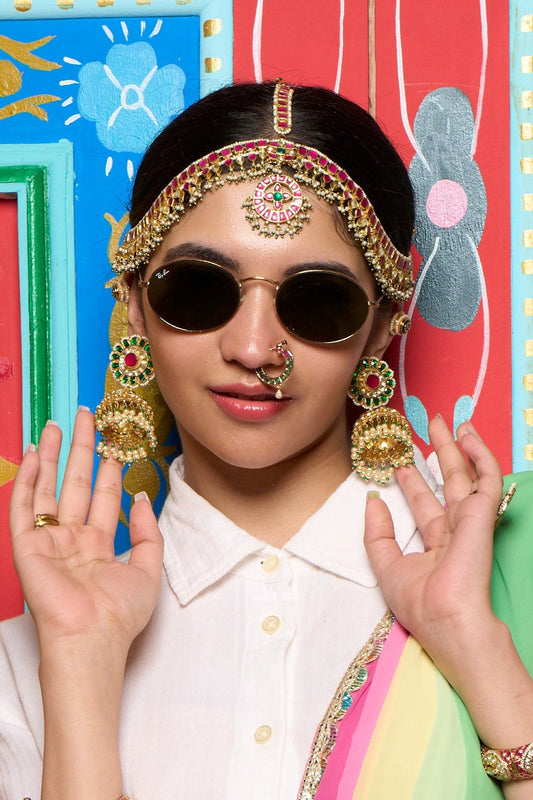 Kundan Studded with Red Synthetic Stone Utsav Matha Patti