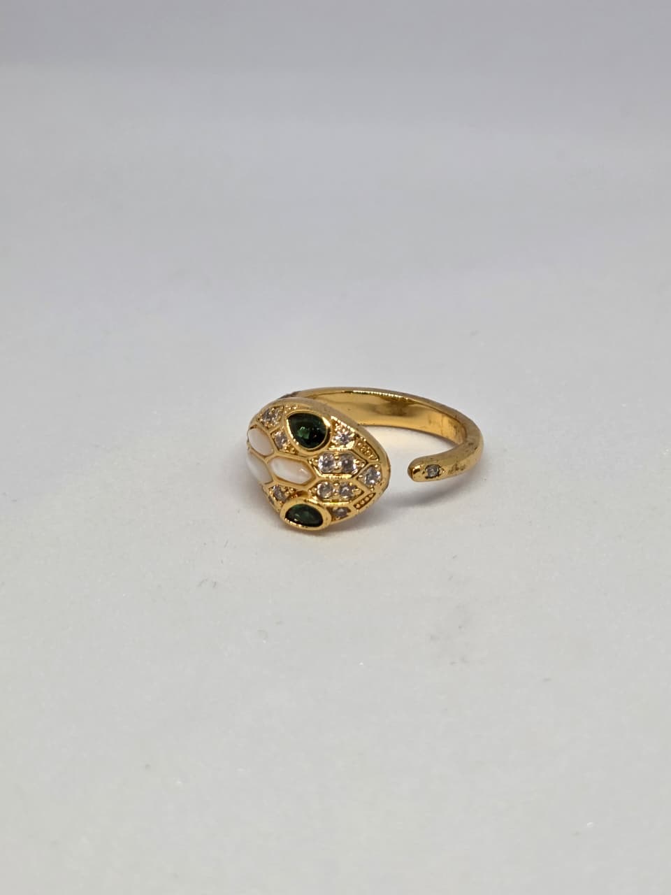 Gold Toned Zircon Studded Snake Ring
