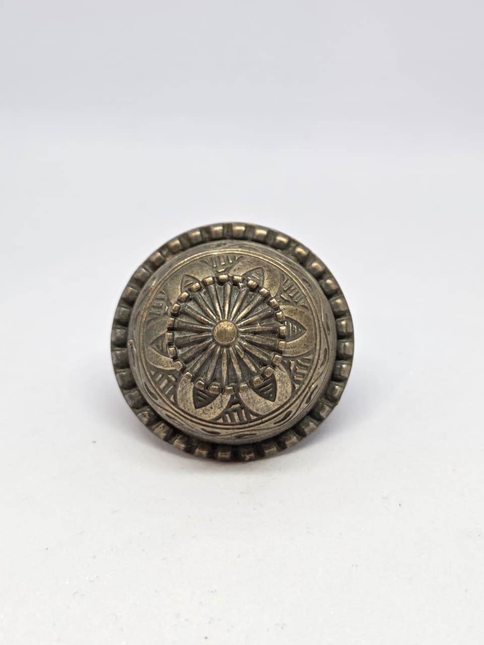 Carved Oxidised Dome Ring
