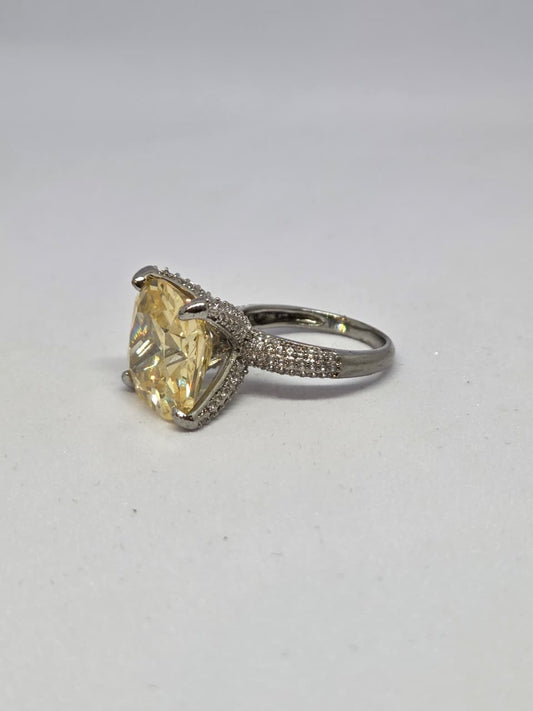 Yellow Zircon Solitaire Ring