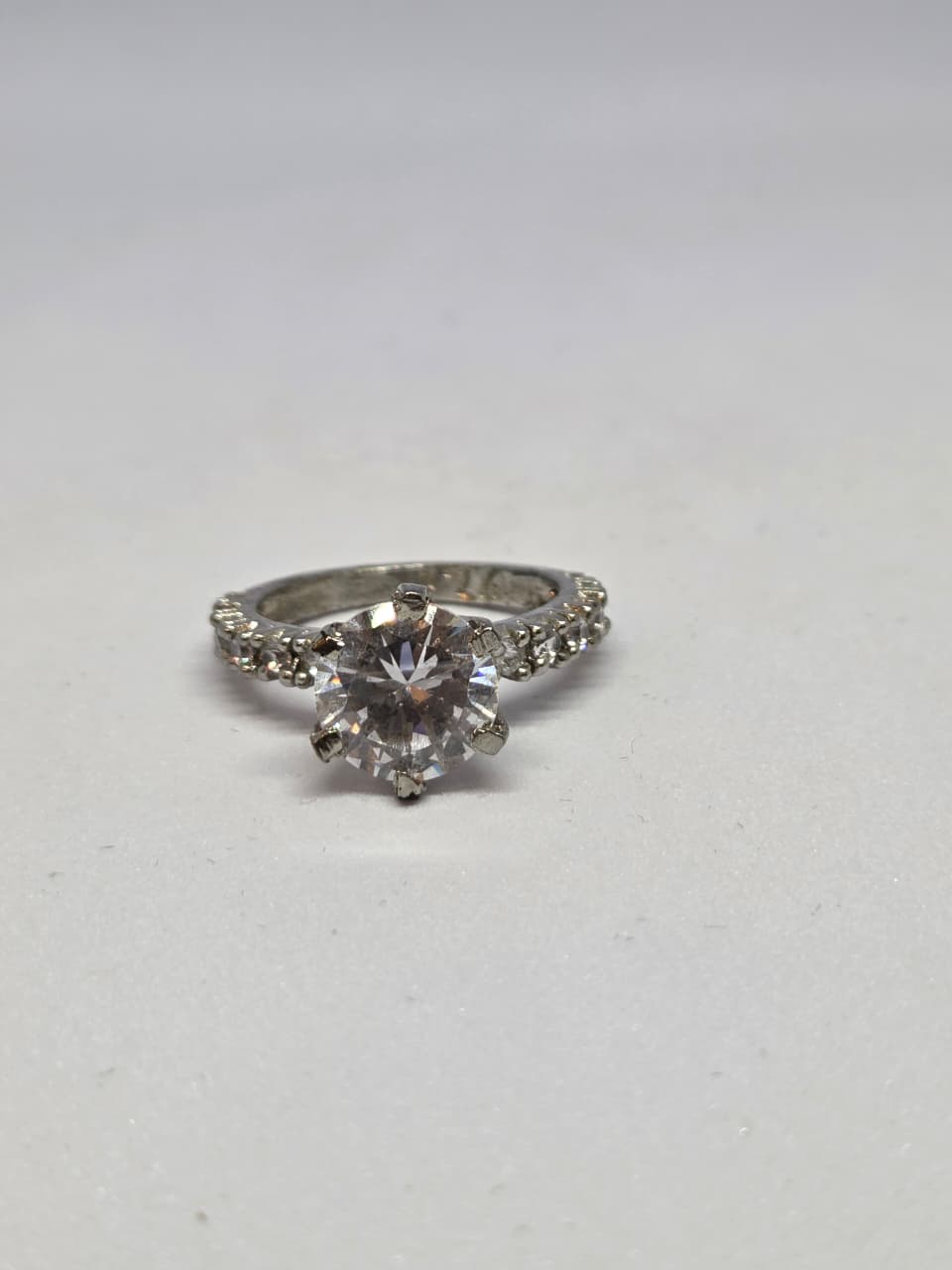 Zircon Solitaire Studded Ring