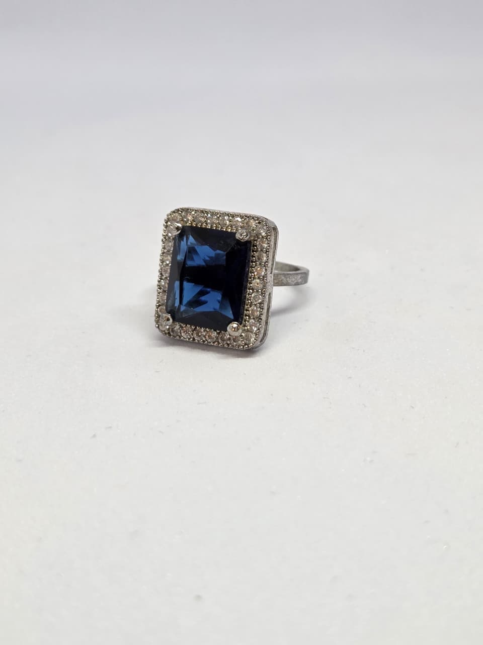 Blue Crystal Zircon Halo Ring