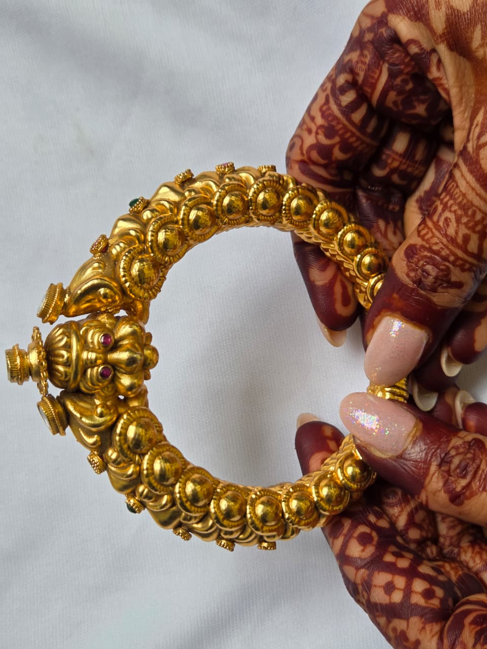 Gold Finish Carved Temple Bangle