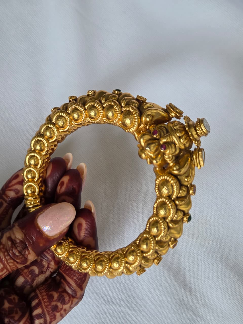 Gold Finish Carved Temple Bangle