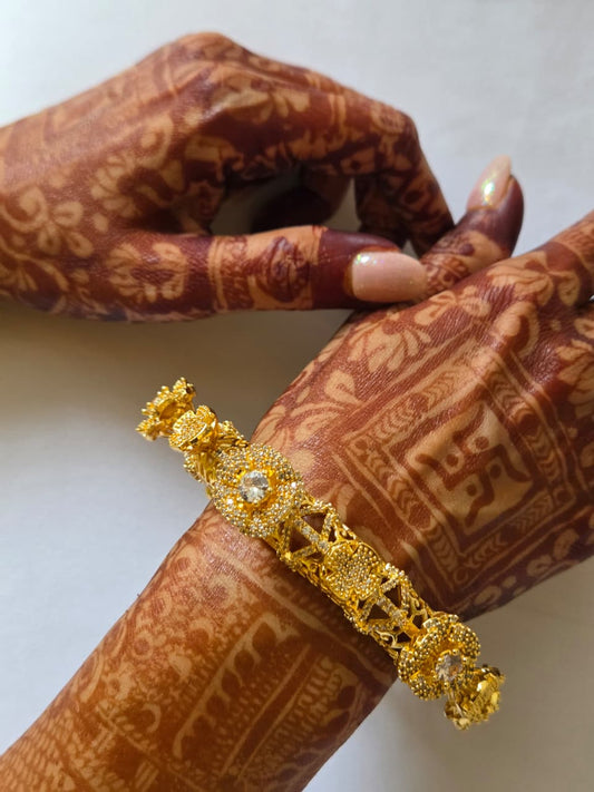 Gold Finish Zircon Studded Bangle