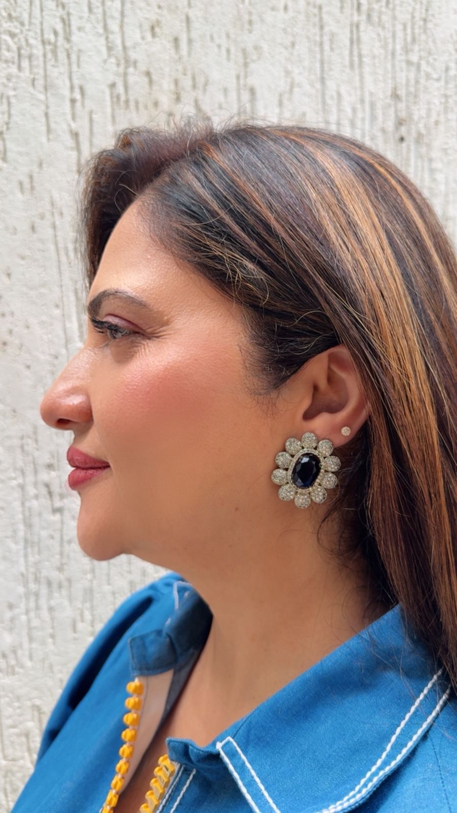 Zircon Studs with Oval Center Stone