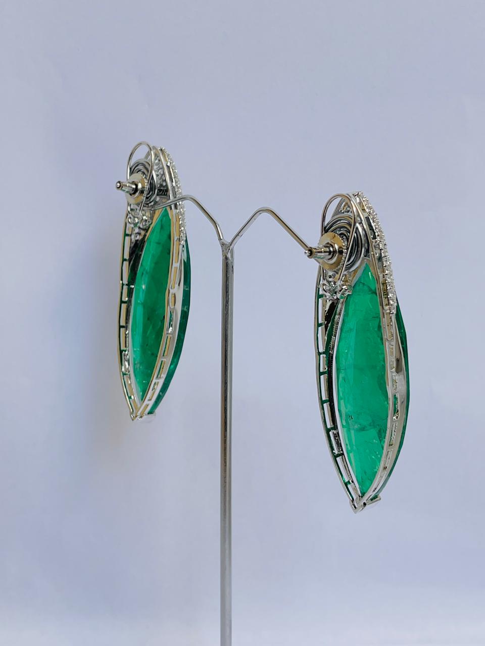 Green Clear Crystal Earrings with Zircon Crown