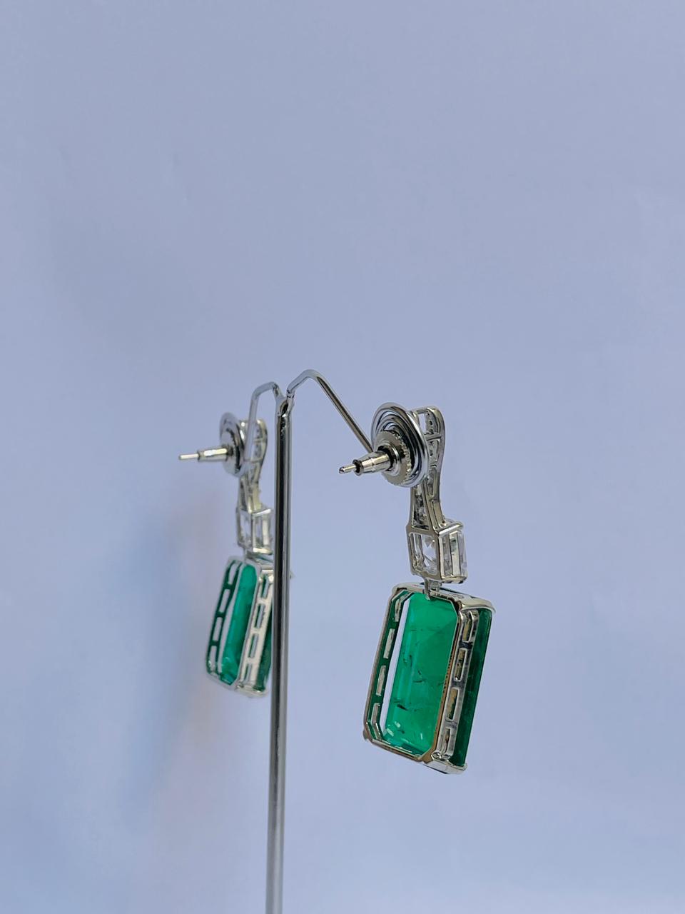 Vibrant Green Zircon Accented Earrings