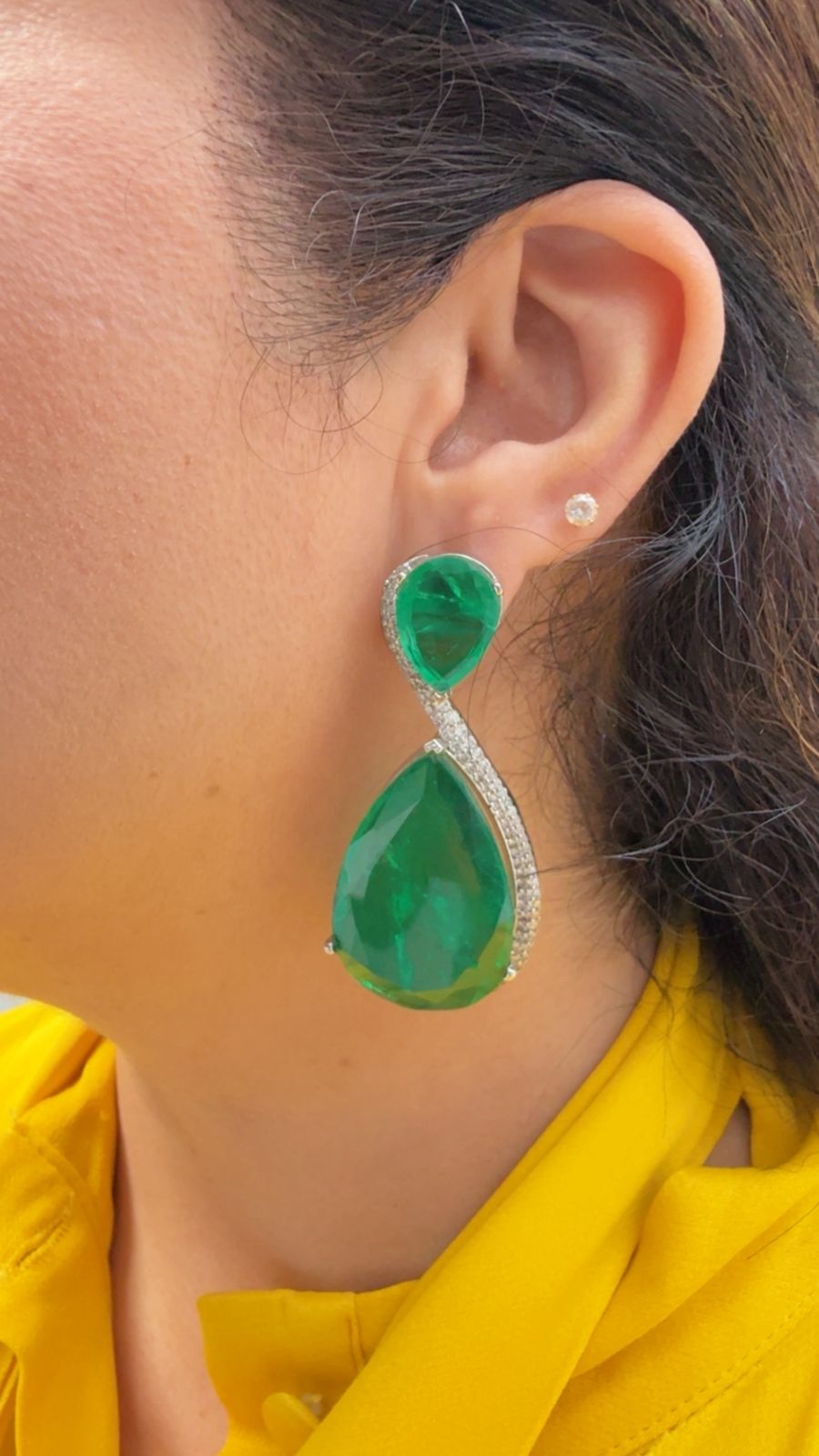 Teardrop Doublet with Zircon Earrings