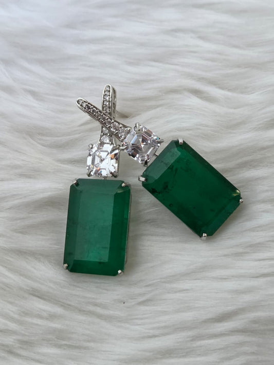 Vibrant Green Zircon Accented Earrings