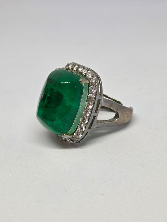 Doublet Crystal Ring with Faux Diamond Accents