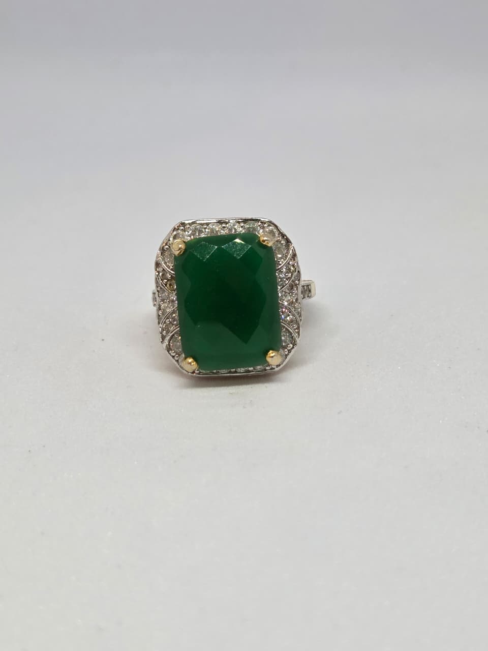 Faceted Faux Green Zircon Ring