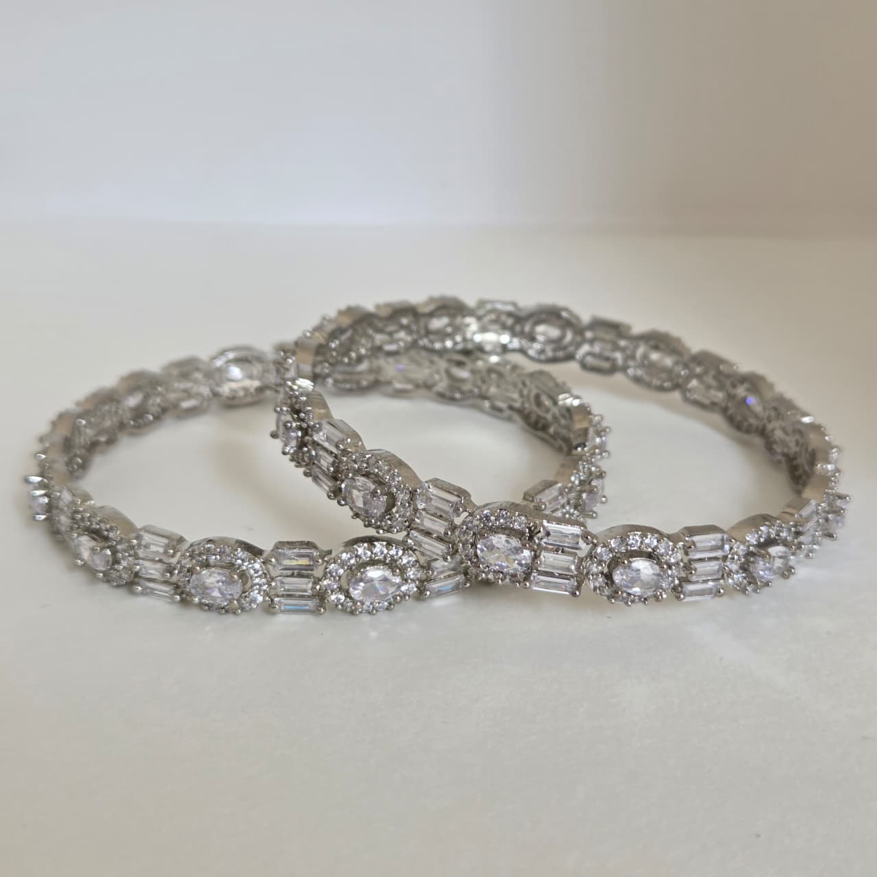 Zircon White Finish Bangles