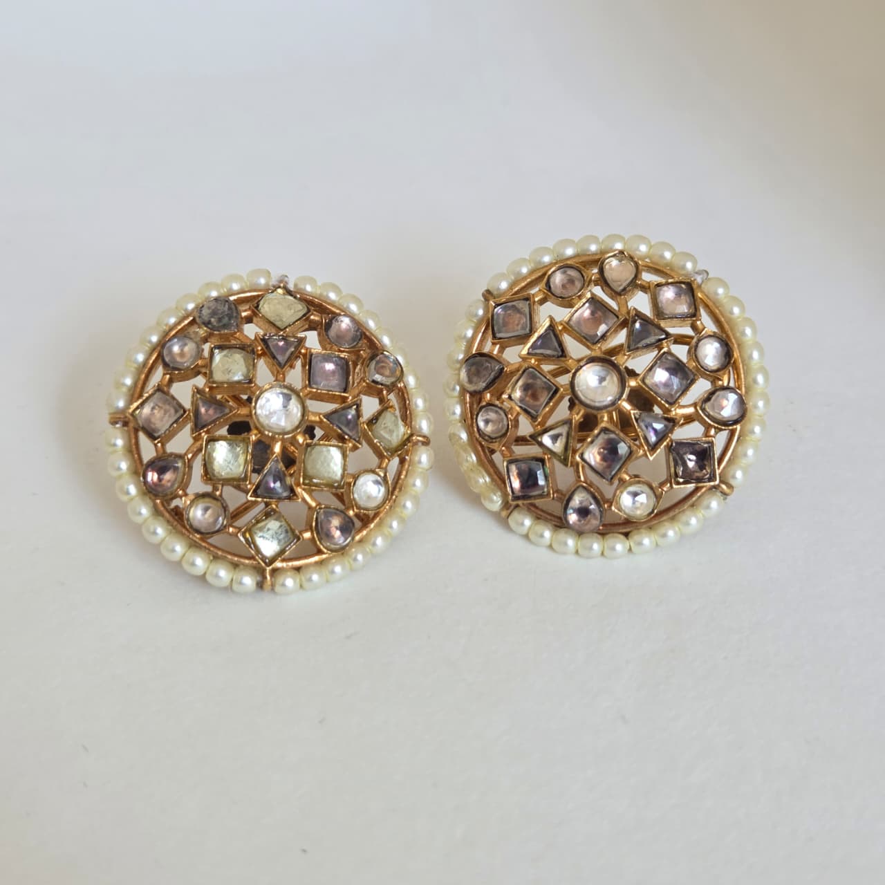 Pearl Kundan Stud Earrings