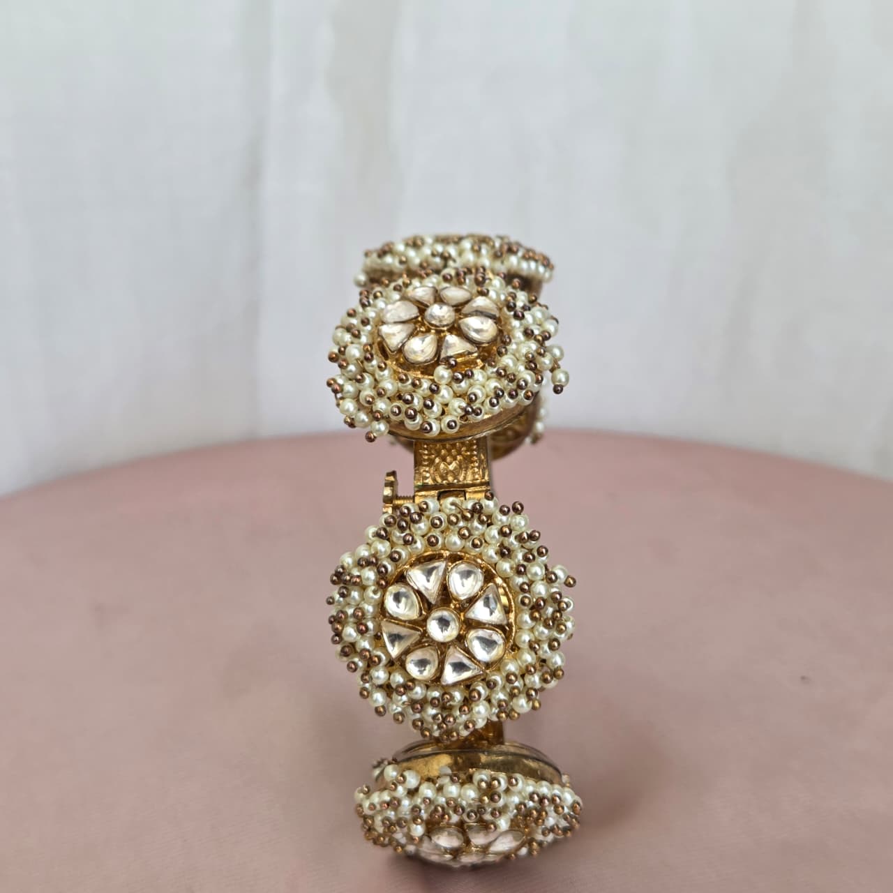 Kundan Pearl & Enamel Antique Bangle