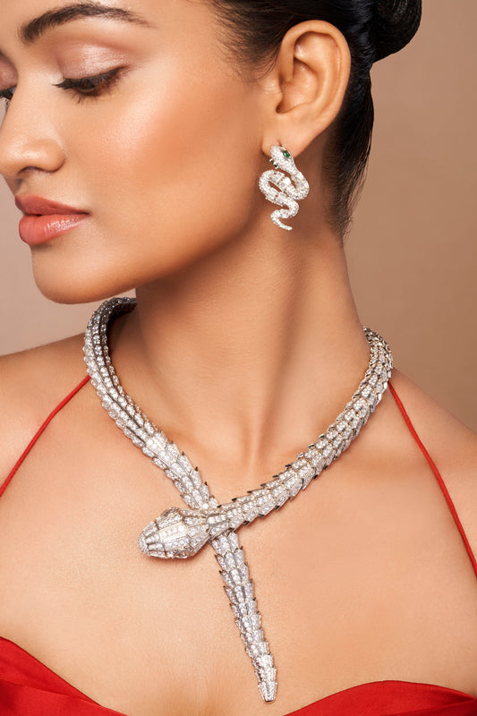 Zircon Studded Snake Contemporary Choker