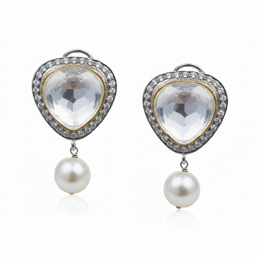 Uncut Studs With Hanging PearlsStudio6Jewels