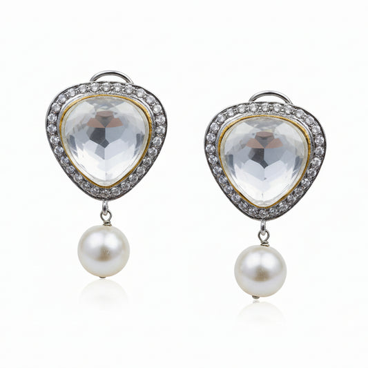 Uncut Studs With Hanging PearlsStudio6Jewels