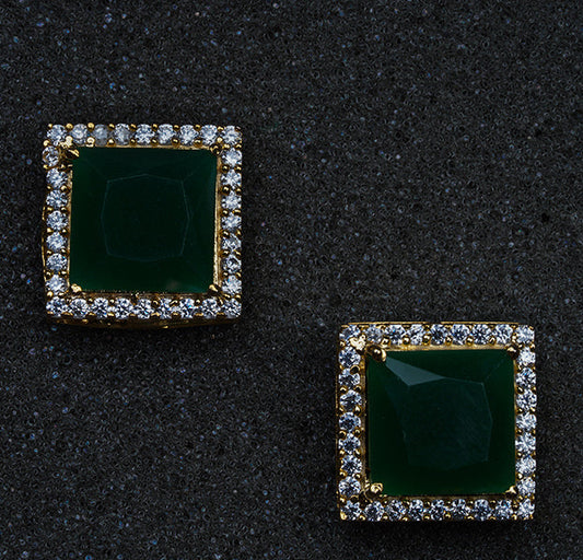 Square Studs With Precious StonesStudio6Jewels