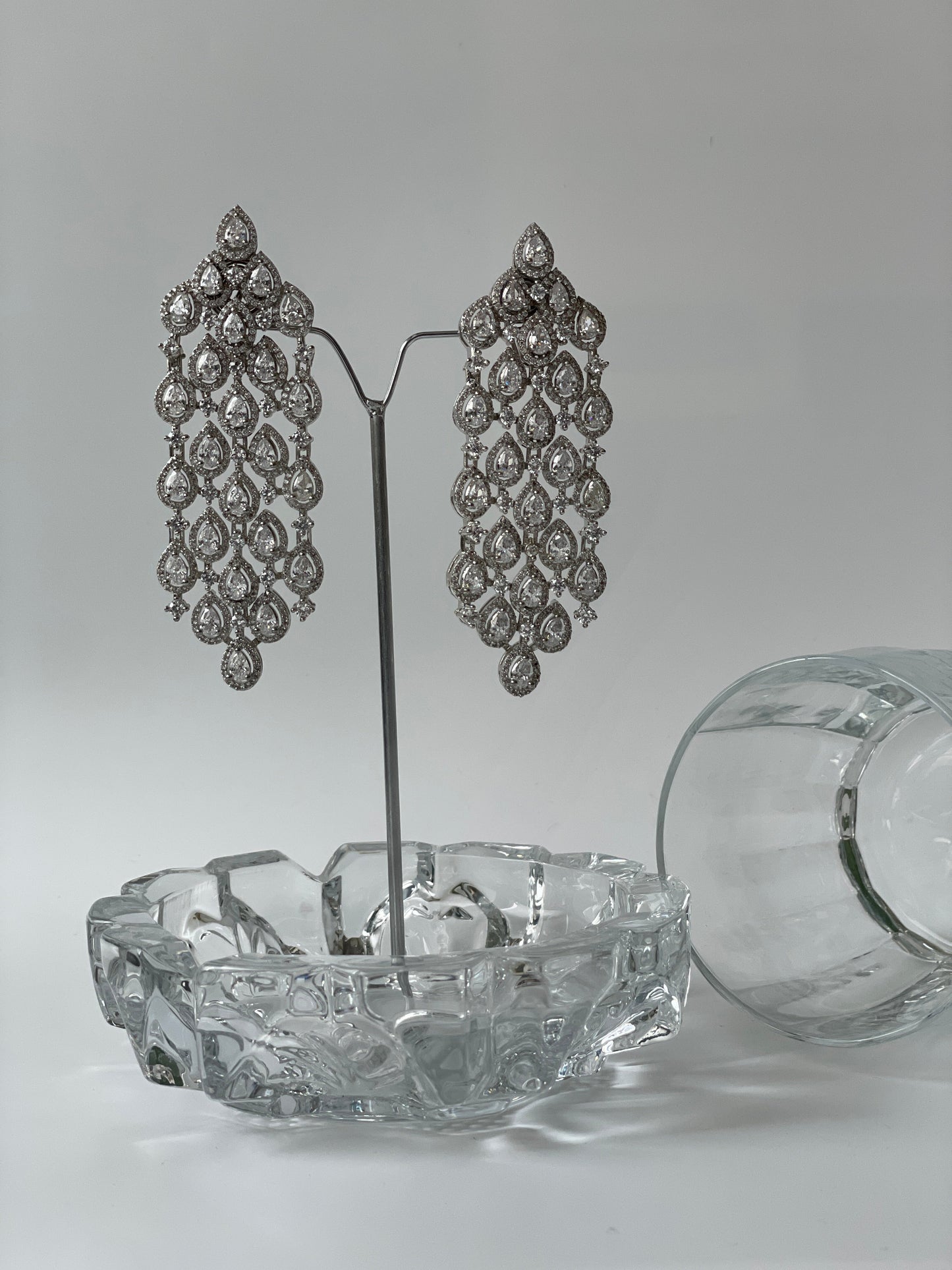 Zircon Dangler Earrings with Tear Drop Stones