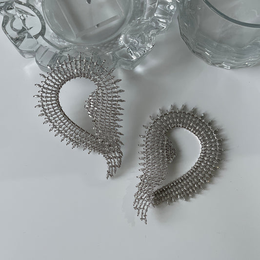 White Finish Zircon Cuff EarringsStudio6Jewels