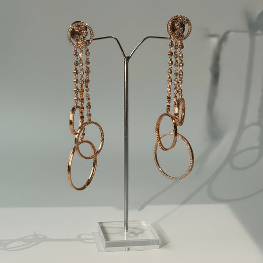 Rose Gold Finish Zircon Studded Contemporary EarringsStudio6Jewels