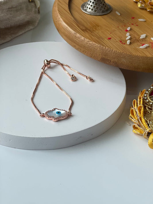 Rose Gold Finish Evil Eye RakhiStudio6Jewels