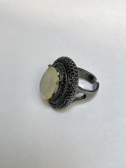 Zircon Double Halo Ring with Oval Center Stone
