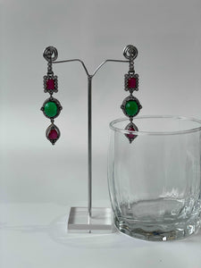 Antique Finish Red and Green Stone EarringsStudio6Jewels