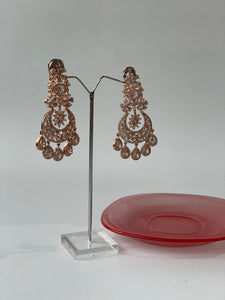 Rose Gold Finish Zircon Studded Earrings