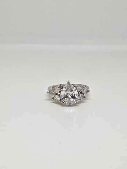 Pear Zircon Solitaire Ring