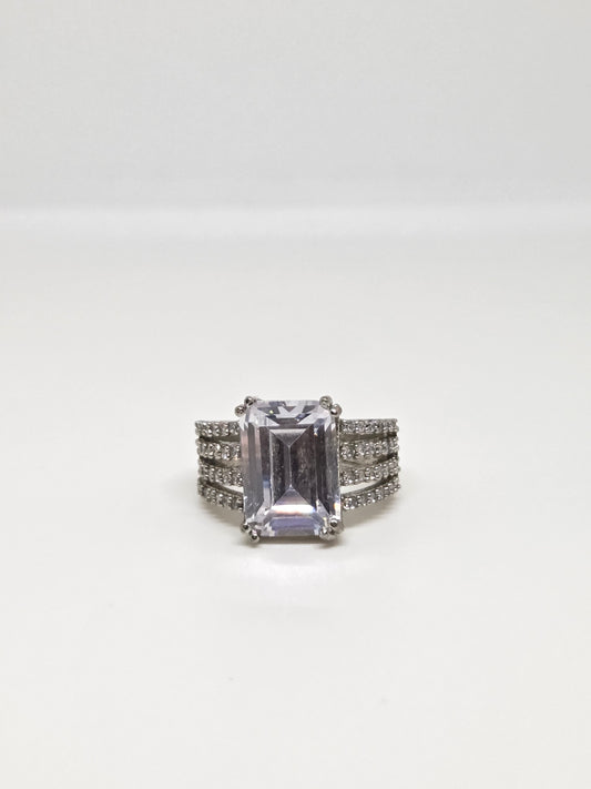 Rectangle Solitaire Zircon Ring