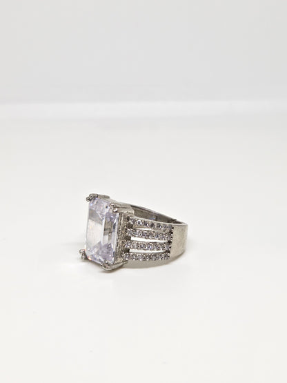Rectangle Solitaire Zircon Ring