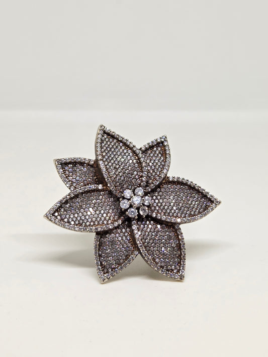 Floral Zircon Cocktail Ring