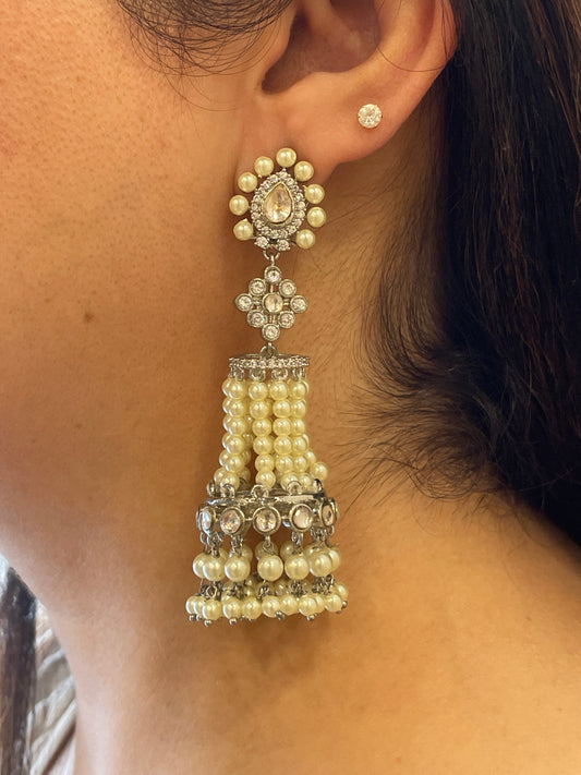 Gold & Silver Polished Jhumkas