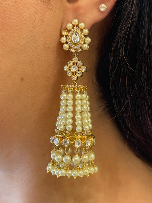 Gold & Silver Polished Jhumkas