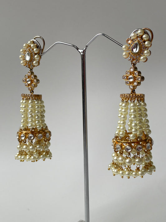 Gold & Silver Polished Jhumkas