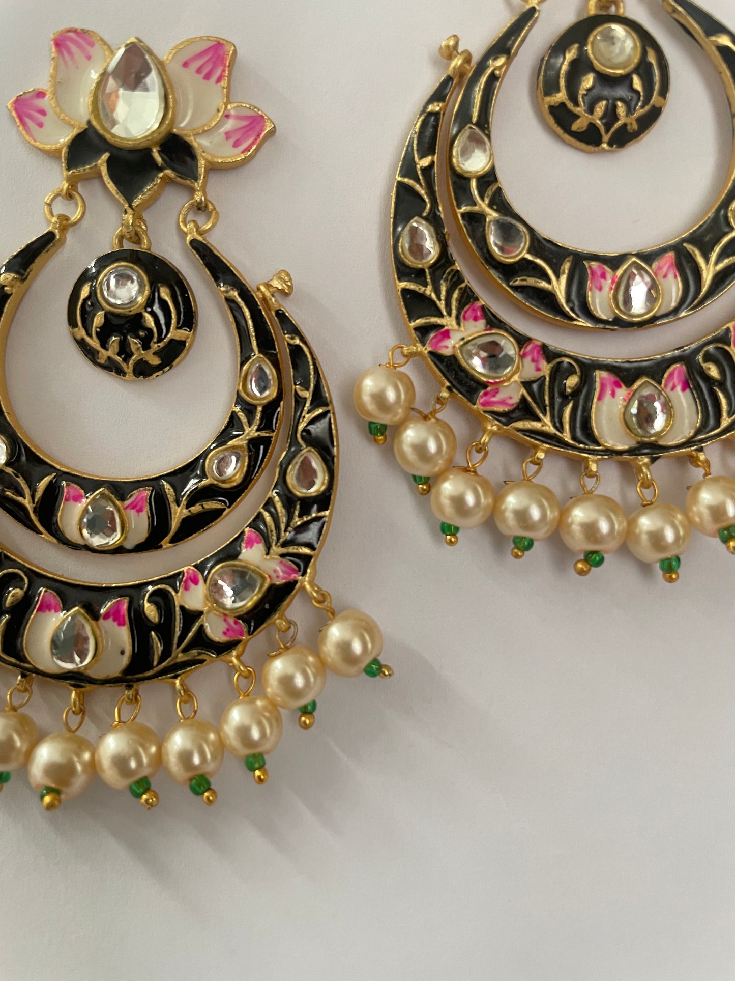 Polki And Pearl Meenakaari Earrings