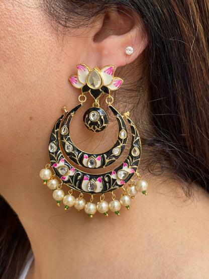 Polki And Pearl Meenakaari Earrings