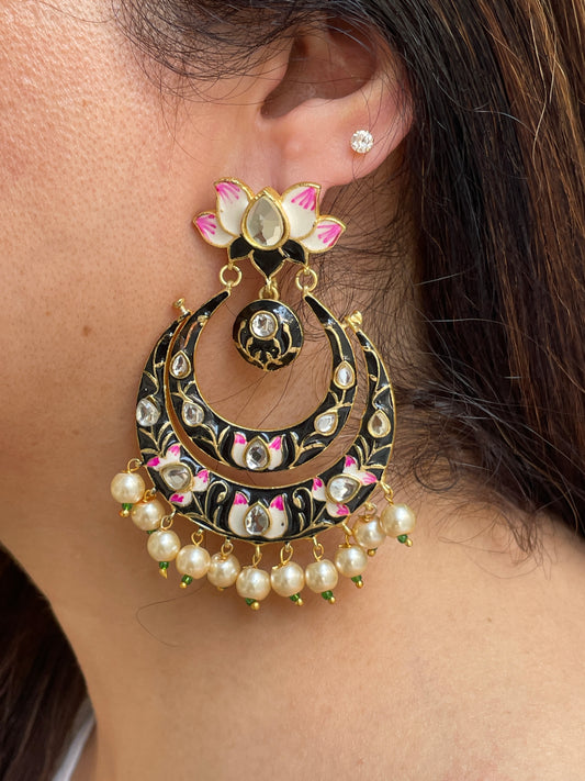 Polki And Pearl Meenakaari Earrings