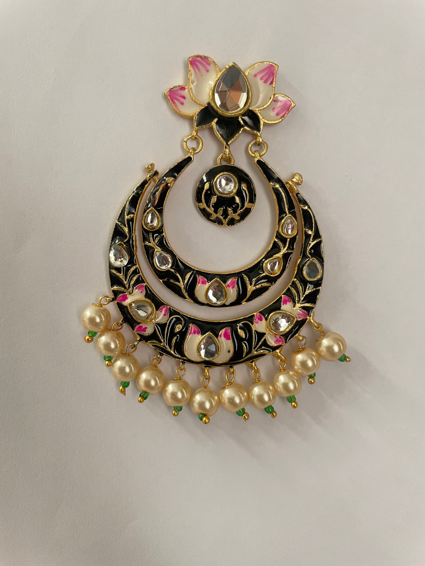 Polki And Pearl Meenakaari Earrings